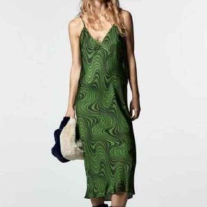 Zara Psychedelic Midi Slip Dress Size M